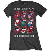 The Rolling Stones Women\'s Voodoo Lounge Tongues Short Sleeve T-shirt, Grey, 