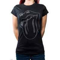 The Rolling Stones Tongue Diamante Skinny T Shirt (black) - Small