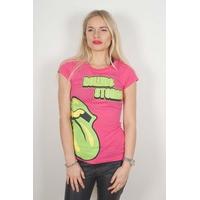 the rolling stones womens green tongue short sleeve t shirt pink size  ...
