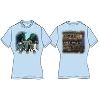 The Beatles Women\'s Abbey Road Short Sleeve T-shirt, Blue, Size 12
