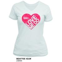 The Beatles Women\'s Love Me Do V Neck Short Sleeve T-shirt, White, Size 10