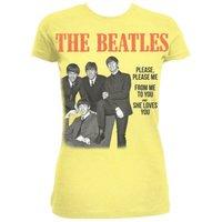 The Beatles Women\'s Please Please Me Short Sleeve T-shirt, Yellow, Size 10