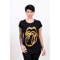 the rolling stones womens flaming tongue short sleeve t shirt black si ...