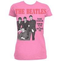 The Beatles Women\'s Please Please Me Short Sleeve T-shirt, Pink, Size 14