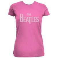 The Beatles Drop T Rhinestones Pink Ladies Ts: Large