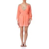 THEODORA - Coral Kaftan With Beaded Embellishment