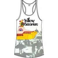 The Beatles Yellow Sub & Brollies White Ladies Vest: Medium