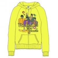 the beatles sub band amp logo ladies yellow zip hoodie large