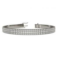 Three Row Pave Setting Round Diamond Tennis Bracelet