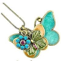 The European and American Style Restoring Ancient Ways Double Kick Butterfly Long Pendant Necklace/Sweater Chain