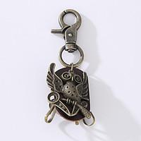 The New Punk Man\'s Vintage Cowhide Alloy Key Ring Is Decorated With a Ring