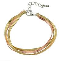 Three Layers Braided Metal Chain Link Bracelet