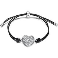 thank you jewelry charm bracelet heart love rhinestone leather womens  ...