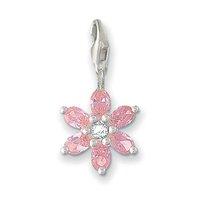 Thomas Sabo Silver and Pink Zirconia Flower Charm