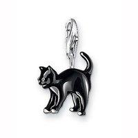 thomas sabo silver and black cat charm