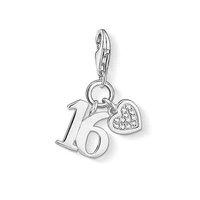 thomas sabo silver and zirconia heart lucky number 16 charm