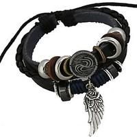 The New European Style Beaded Angel Wings Leather Bracelet Christmas Gifts