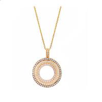 Three Colour Gold Plated Silver Open Circle Cubic Zirconia Pendant