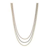 three colour silver beaded multi strand necklace