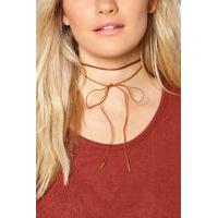 Thin Cord Wrap Around Choker - brown