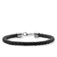 thomas sabo charm club sterling silver black leather bracelet