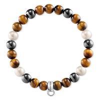 Thomas Sabo Bracelet Charm Pearl Tigers Eye Hematite 16.5cm