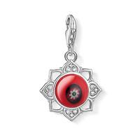 Thomas Sabo Silver Zirconia Red Glass Lotus Flower Charm