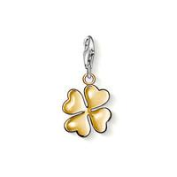Thomas Sabo Charm Sterling Silver Club k Yellow Gold Plated Cloverleaf Pendant D