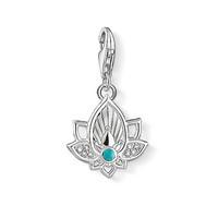 Thomas Sabo Silver Turquoise Zirconia Lotus Flower Charm