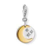 Thomas Sabo Silver Gold Zirconia Moon And Stars Charm