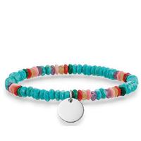 Thomas Sabo Bracelet Love Bridge Turquoise Pink Red Bamboo Coral Malacite Agate Amethyst Silver 15.5cm