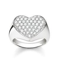 Thomas Sabo Ring Glam & Soul Heart White Zirconia Signet Silver