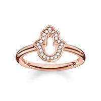 Thomas Sabo Glam And Soul Silver Gold Zirconia Hand Of Fatima Ring D