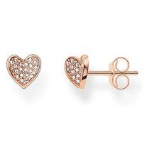 Thomas Sabo Earrings Glam & Soul Heart White Zirconia Pave Rose Gold