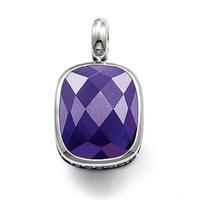 thomas sabo silver rectangular purple cz pendant pe408 051 13