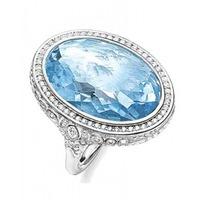 Thomas Sabo Silver Large Oval Blue Cubic Zirconia Ring TR2023-644-1-54