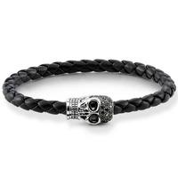 thomas sabo black leather cubic zirconia skull clasp bracelet ub0009 8 ...