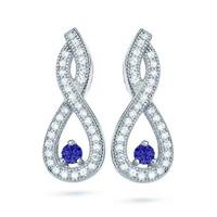 The Real Effect Silver Blue and White Cubic Zirconia Figure of 8 Dropper Earrings RE15114SP
