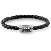 thomas sabo black leather silver oxidised skull bracelet ub0006 823 11