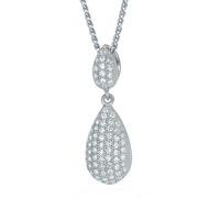 The Real Effect Ladies Sterling Silver Cubic Zirconia Pave Teardrop Pendant RE8404