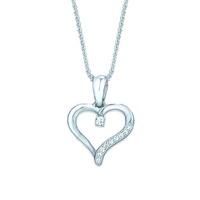 The Real Effect Ladies Sterling Silver Cubic Zirconia Small Open Heart Pendant RE13434