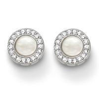 Thomas Sabo Silver Pave Mother Of Pearl Stud Earrings H1861-030-14