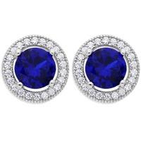 The Real Effect Silver Blue Cubic Zirconia Studs RE15724 SP CZ