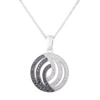 the real effect silver clear and black cz twisted circle pendant re169 ...