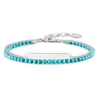 Thomas Sabo Love Bridge Silver 2 Row Turquoise Beaded Bracelet LBA0118-404-17-L19