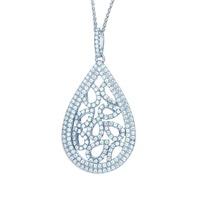 The Real Effect Ladies Sterling Silver Cubic Zirconia Open Pearshape Pendant RE20644