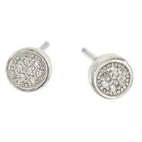 The Real Effect Silver Clear CZ Round Pave Stud Earrings RE5494