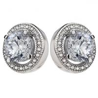 The Real Effect Silver Clear CZ Round Cluster Stud Earrings RE15724