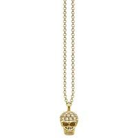 Thomas Sabo Rebel At Heart Gold Plated Diamond Skull Pendant Necklace D_KE0026-924-39-L45V