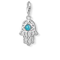 Thomas Sabo Silver Synthetic Turquoise Hand of Fatima Charm 1052-404-17